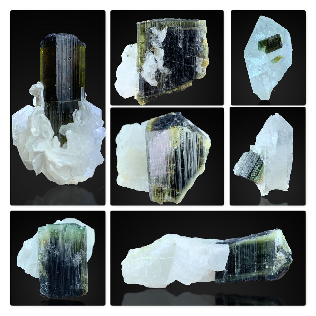 Green Cap Tourmaline with Quartz from Pakistan – 7 Piece Lot