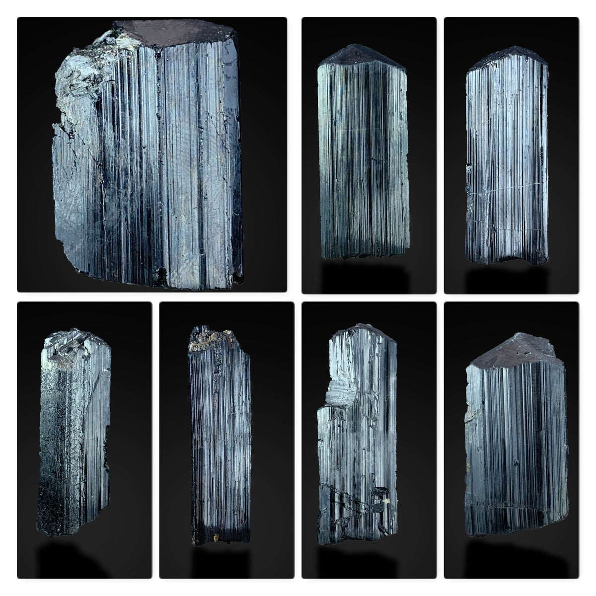 Black Tourmaline Crystal Lot from Pakistan – 7 Piece 128 g Specimens