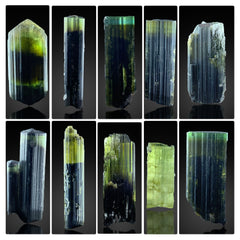 Green Cap Tourmaline Crystals from Pakistan – 10 Piece 20 g Crystal Lot