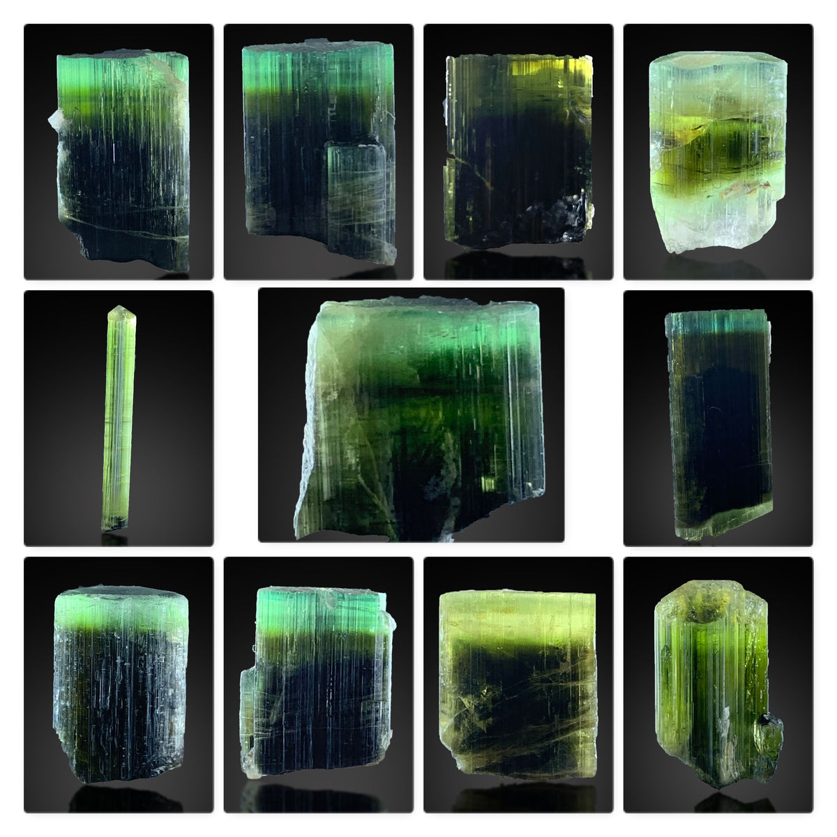 Green Cap Tourmaline Crystals from Pakistan – 11 Piece 22 g Lot