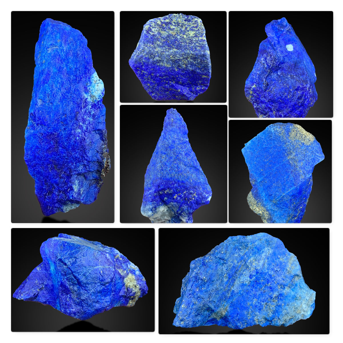 Lapis Lazuli Rough from Afghanistan – 7 Piece 362 g Blue Mineral Lot