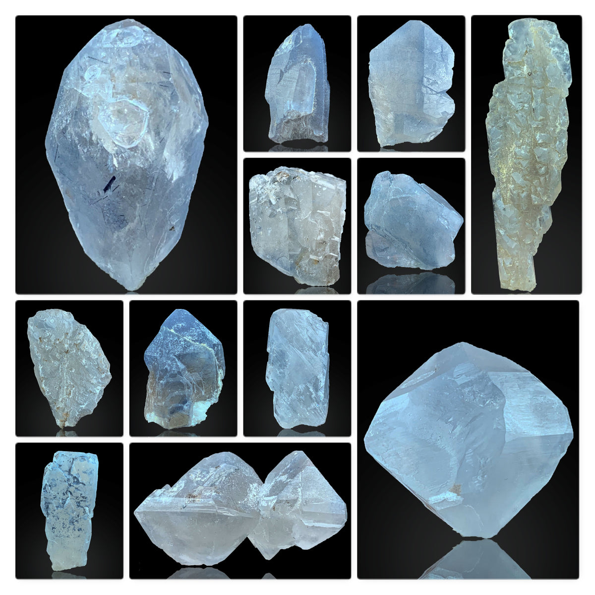 Blue Quartz Crystals from Afghanistan – 12 Piece 54 g Crystal Lot