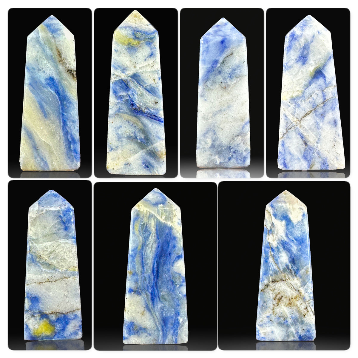 Sodalite Towers Lot from Afghanistan – 7 Pieces | Mineral Specimens