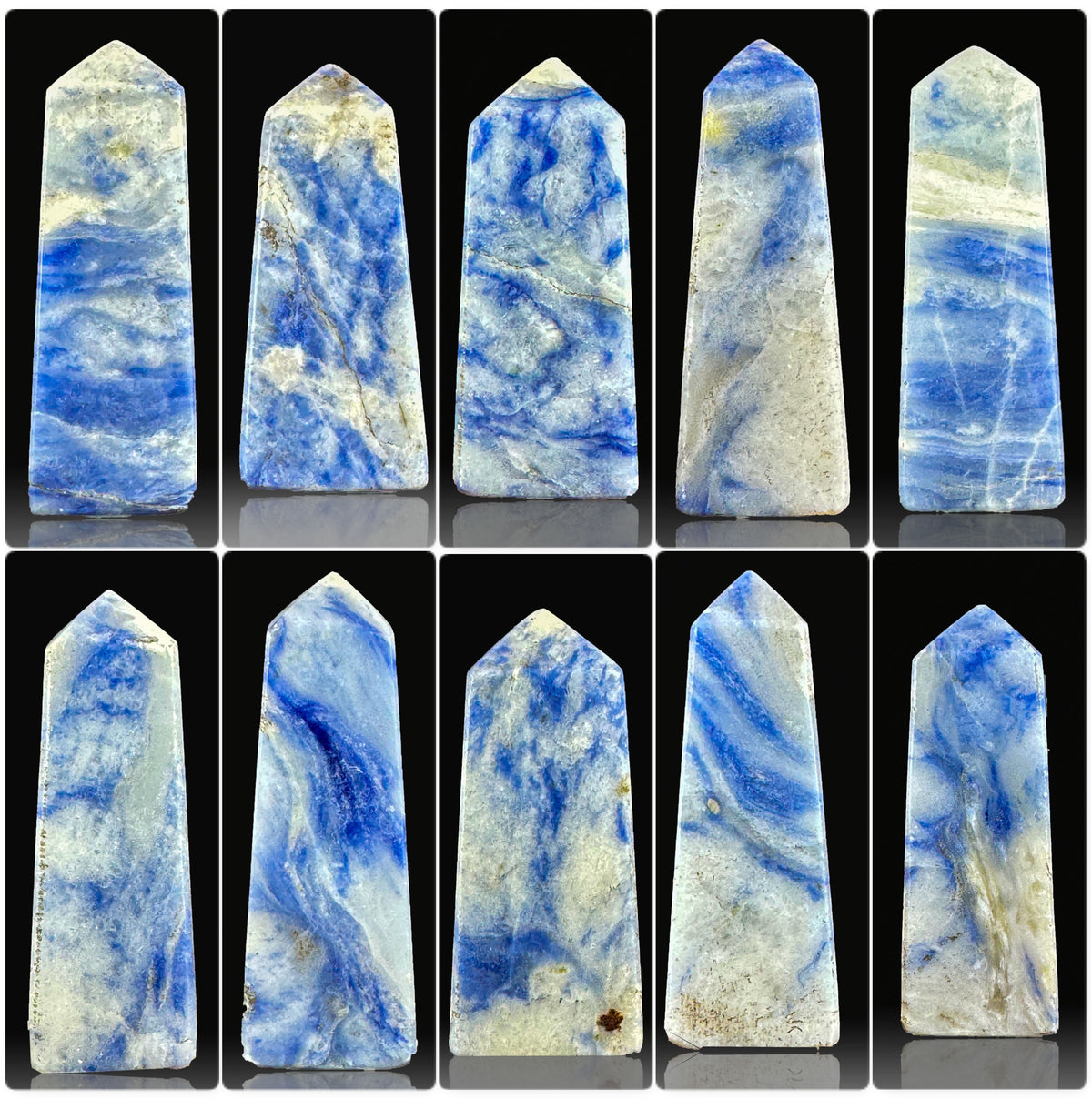 Sodalite Towers Lot from Afghanistan – 200 g | Lot of 10