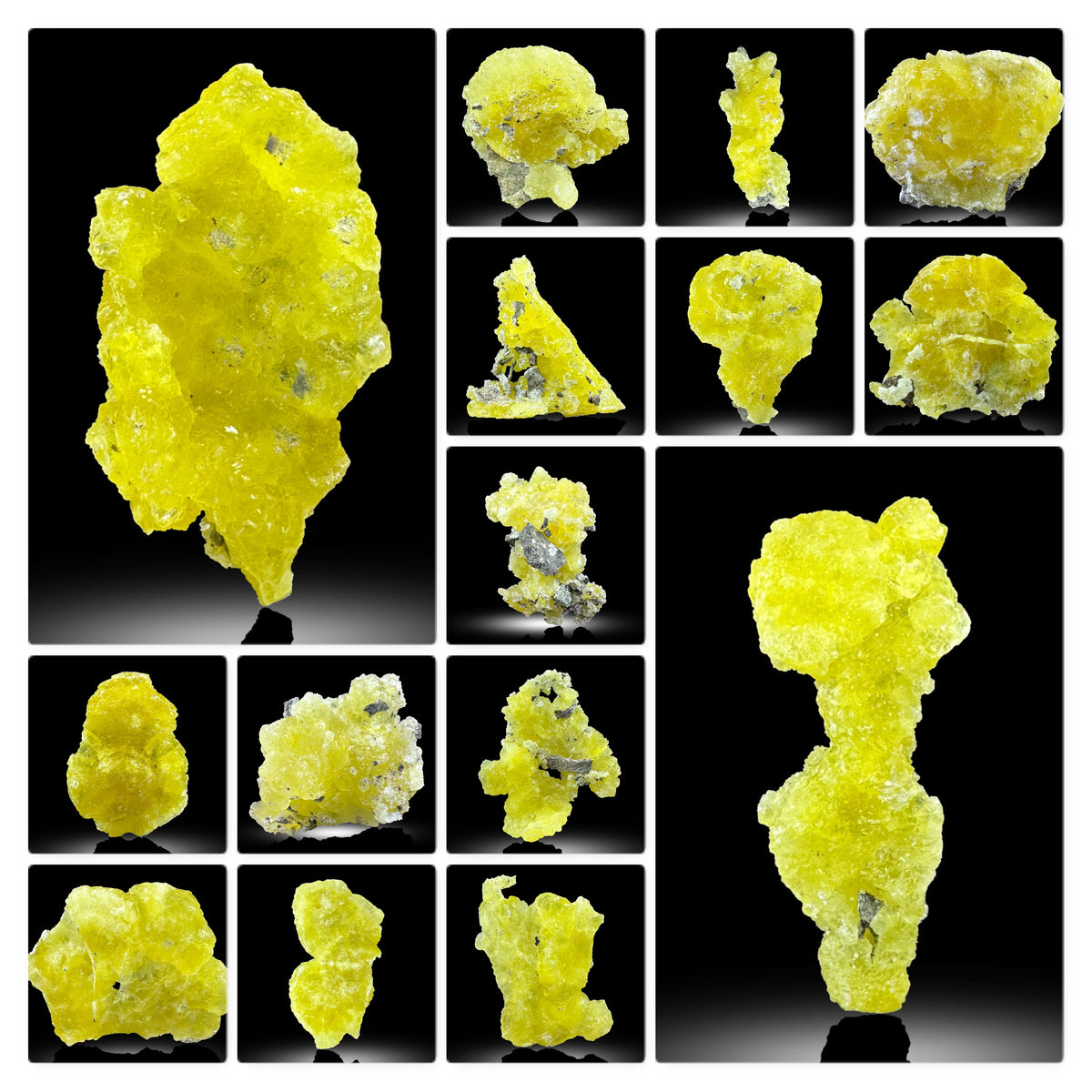 Yellow Brucite Crystals Lot from Baluchistan, Pakistan – 207 g | Lot of 16