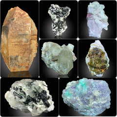 Mixed Mineral Specimen Lot – Green Tourmaline, Kunzite, Quartz & Garnet | CL537