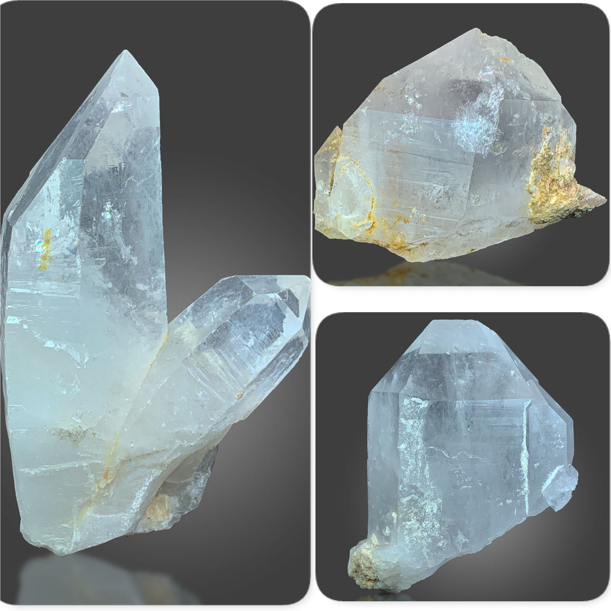 Clear Quartz Crystals from Skardu, Pakistan – 1461 g | 3 Pieces
