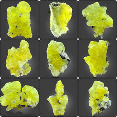 Yellow Brucite Crystals on Matrix from Baluchistan, Pakistan – 126 g | 9 Pieces