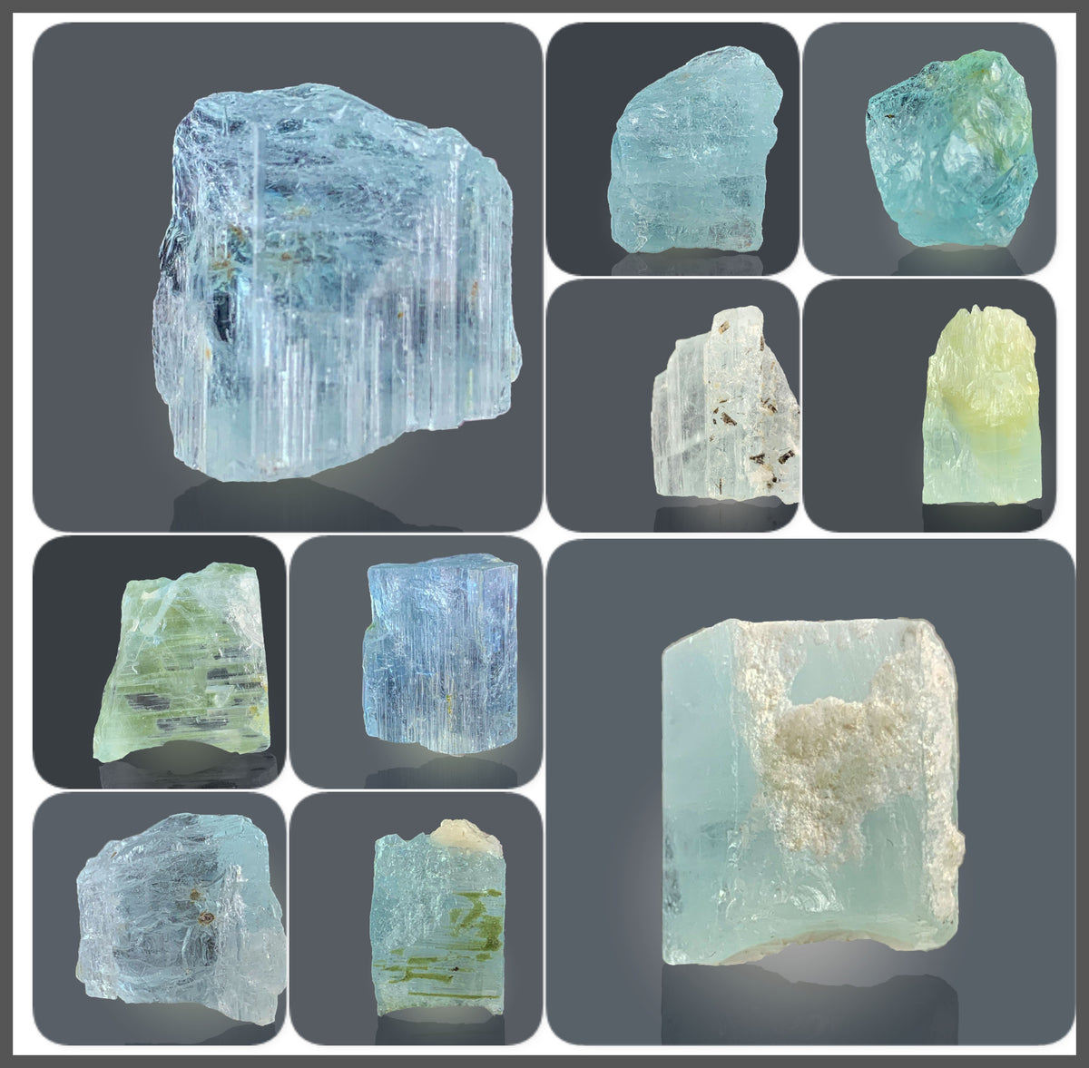 Aquamarine Crystal Specimen Lot from Pakistan – 40 g | 10 Pieces