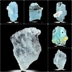 Etched Aquamarine Crystal with Schorl Tourmaline from Skardu