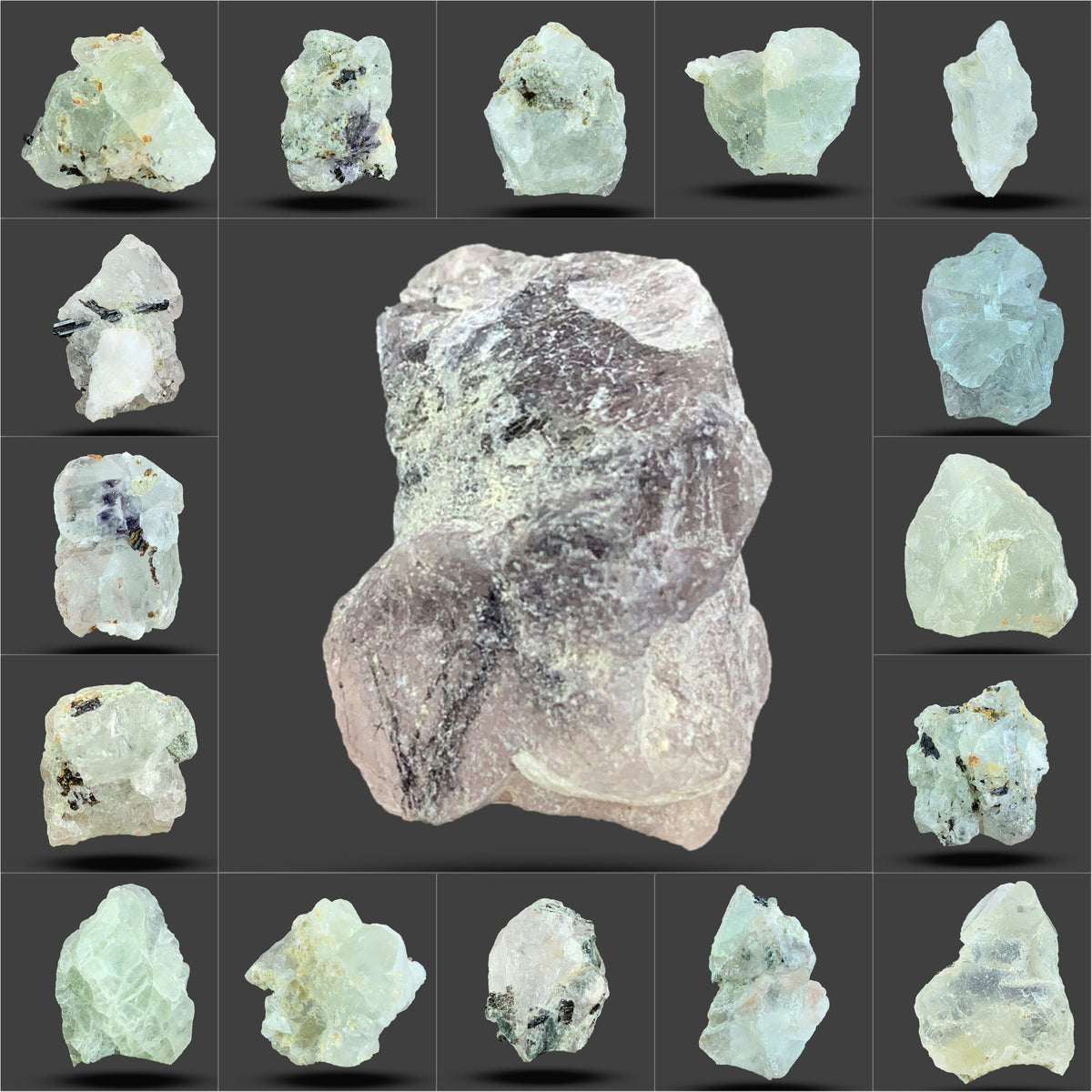 Fluorite Crystal with Schorl Tourmaline Lot from Pakistan