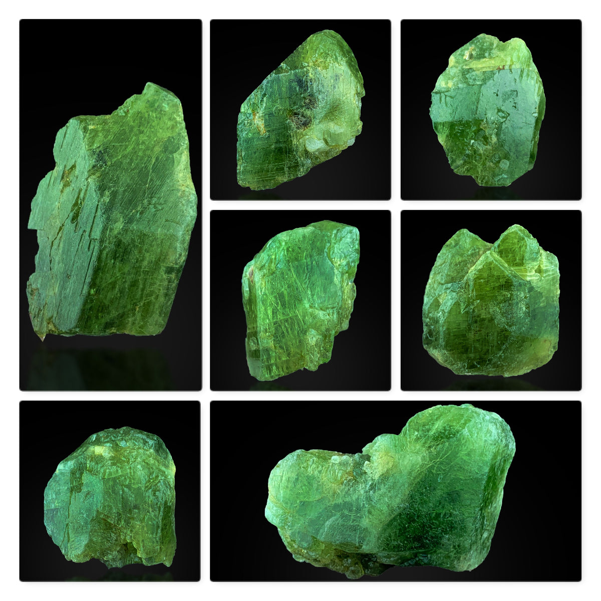 Diopside Crystals Lot from Afghanistan – 7 Mineral Specimens