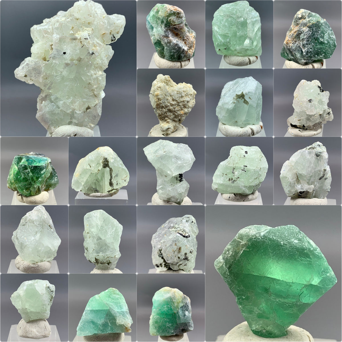 Etched Green Fluorite Crystals with Schorl Lot from Skardu