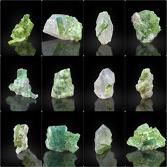 Green Tourmaline on Matrix with Quartz from Afghanistan – 63 g | 12 Pieces
