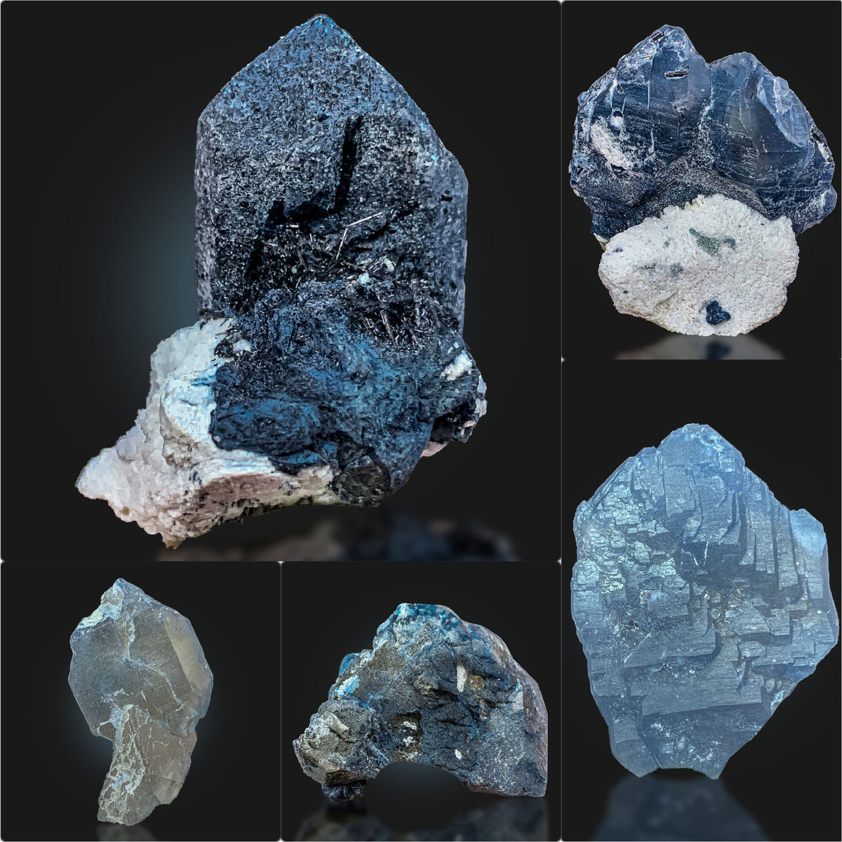 Rutile Included Blue Quartz Crystals from Afghanistan