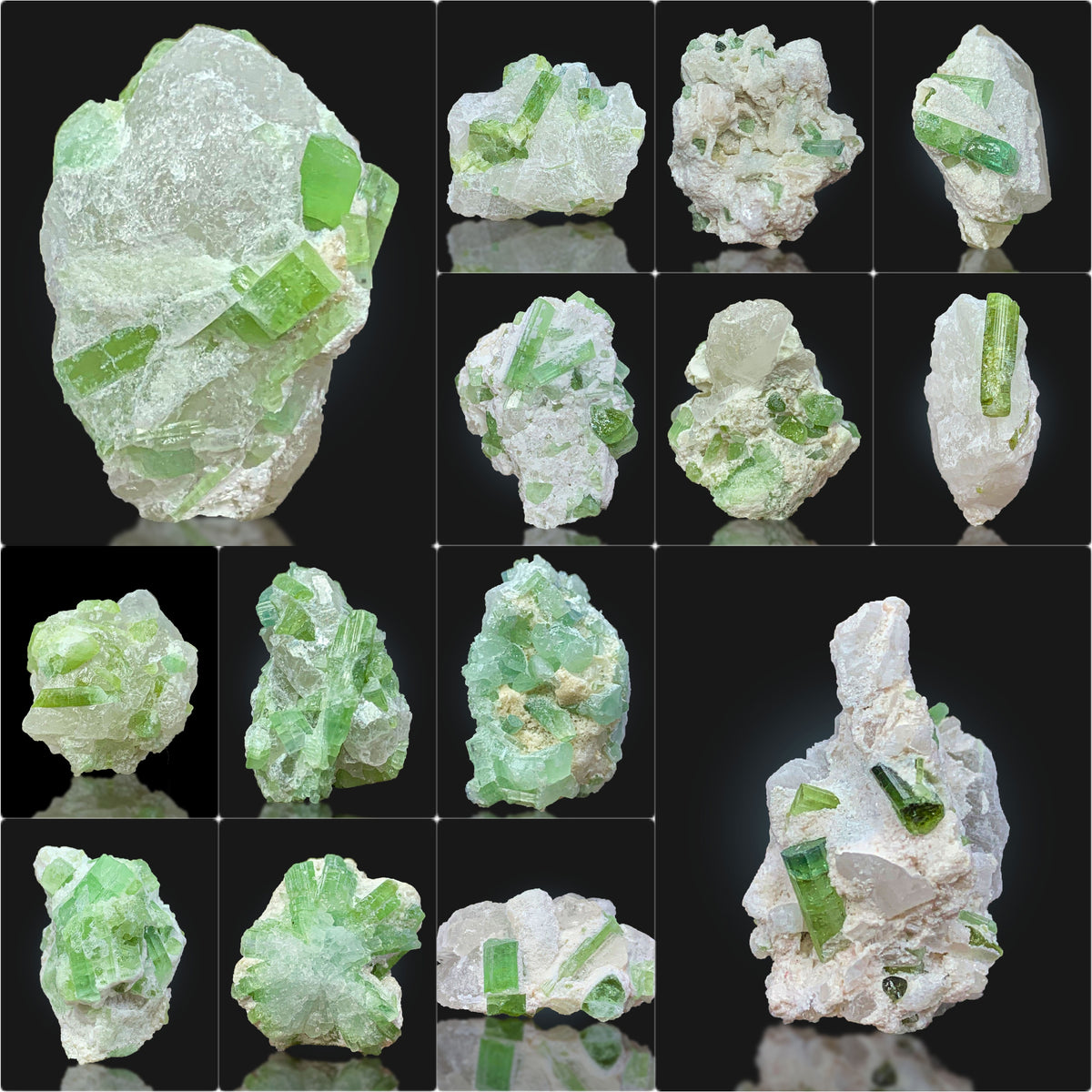 Green Tourmaline Quartz Specimen Lot from Pakistan