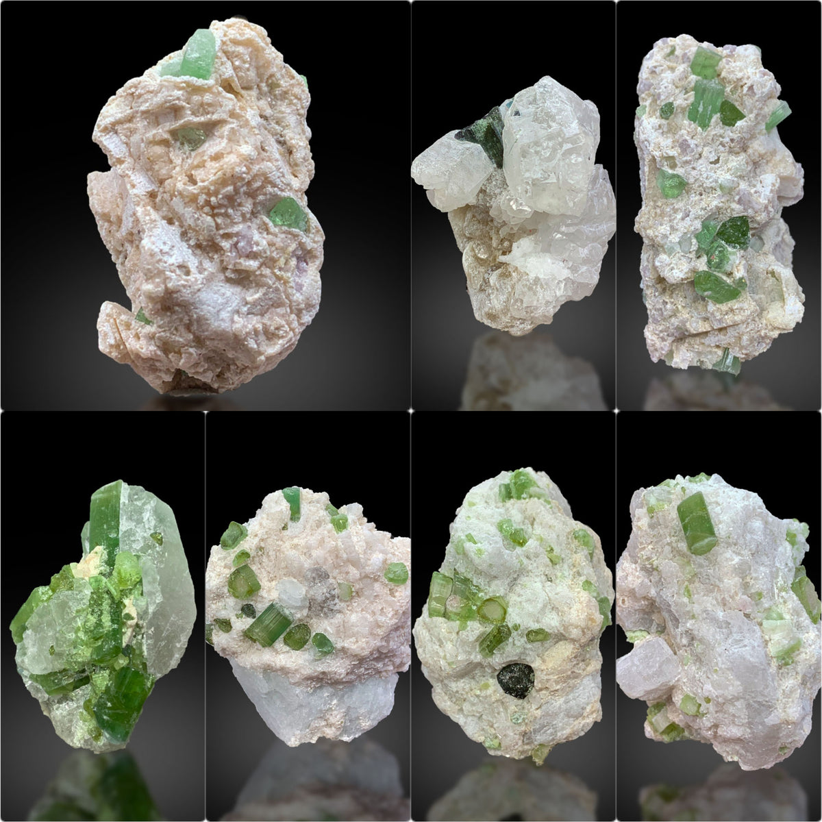 Green Tourmaline Crystal on Matrix Lot from Pakistan