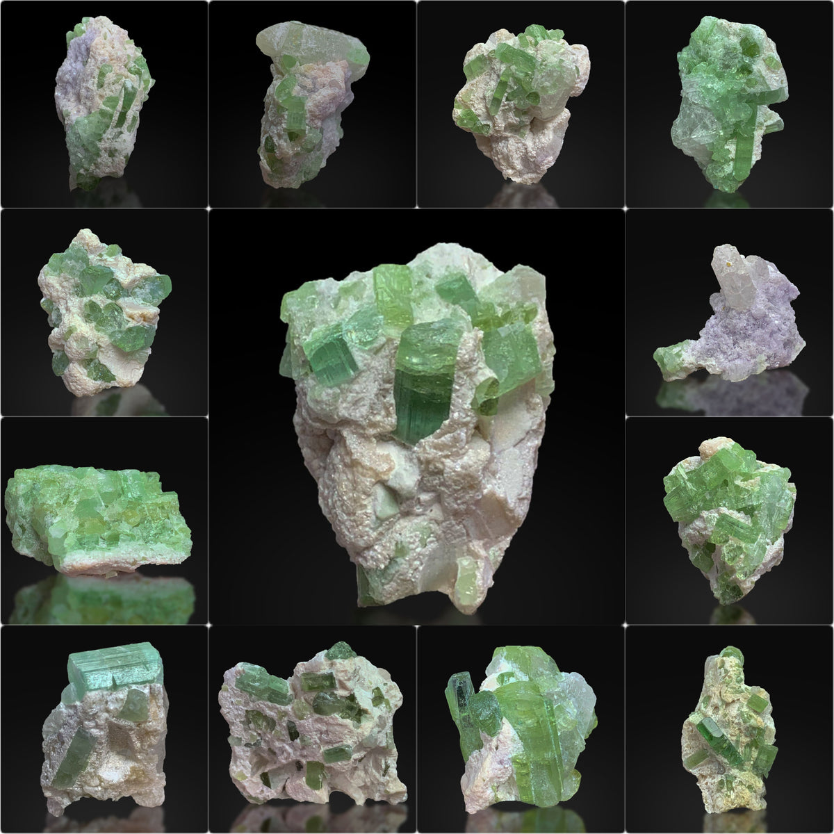 Green Tourmaline Crystals on Matrix from Afghanistan