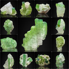 Green Tourmaline with Quartz Specimen Lot from Afghanistan – 42 g | 13 Pieces