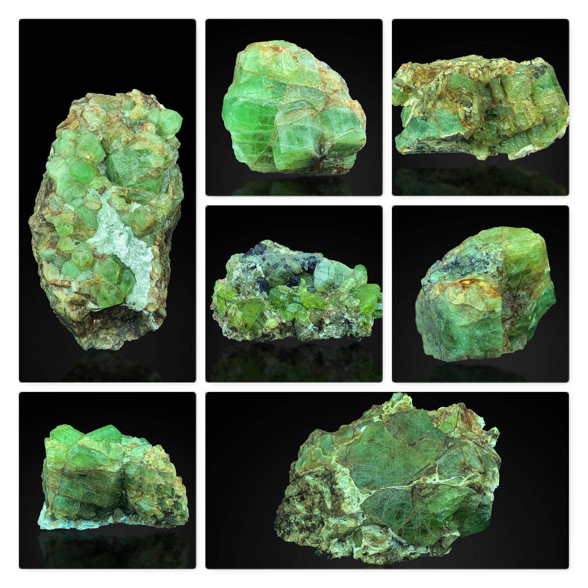 Peridot on Matrix Specimen Lot from Pakistan – 7 Pieces