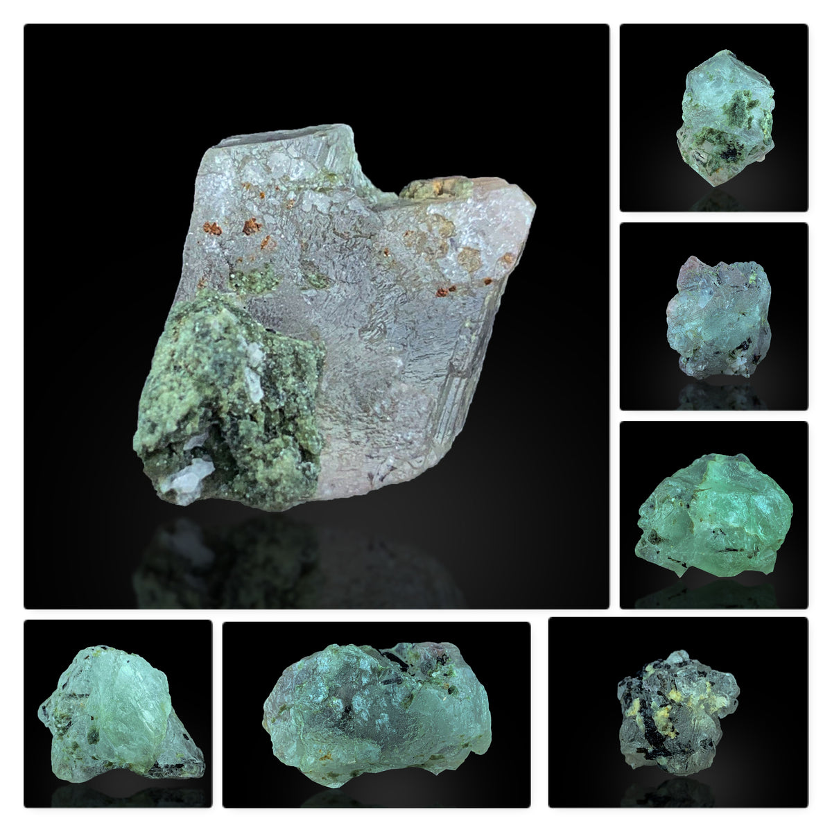 Fluorite with Black Tourmaline Specimen Lot from Skardu Pakistan – 7 Pieces