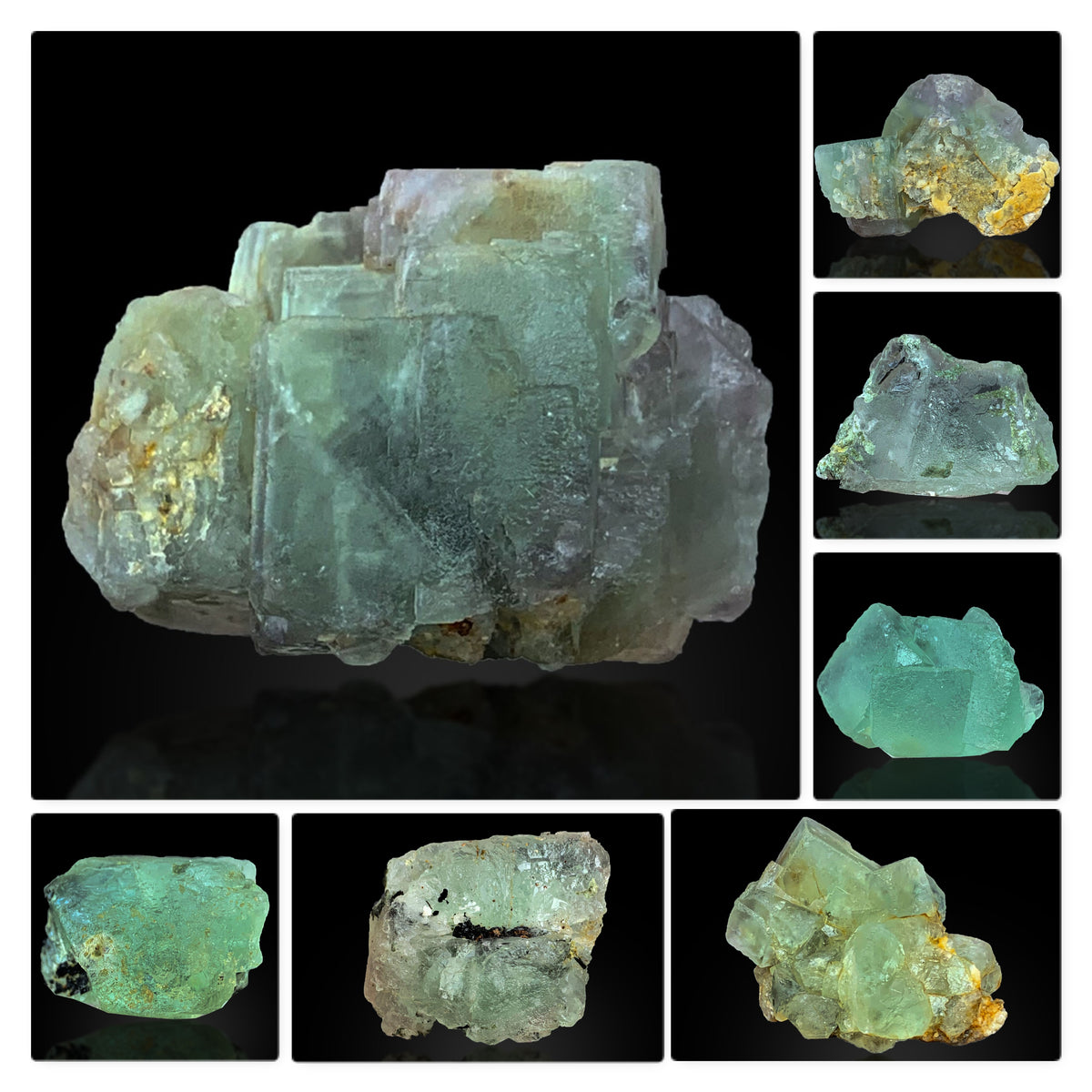 Cubic Fluorite Crystals Lot from Skardu Pakistan – 7 Pieces