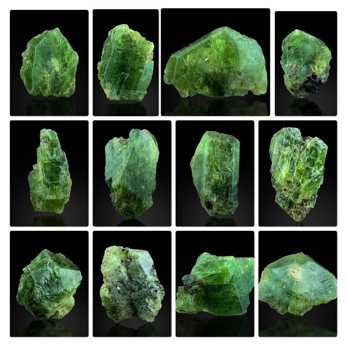 Diopside Crystals Lot from Afghanistan – 12 Mineral Specimens